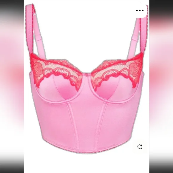 NWOT SKI.S STRETCH SATIN LACE CROPPED CORSET ,SZ:XS - Picture 4 of 5